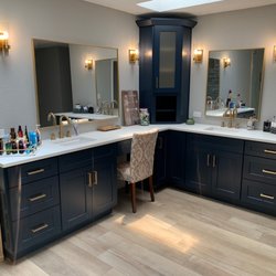 Carpentry Time - Custom bathroom vanity installation with double sinks, clean lines, and a functional layout designed for everyday use.