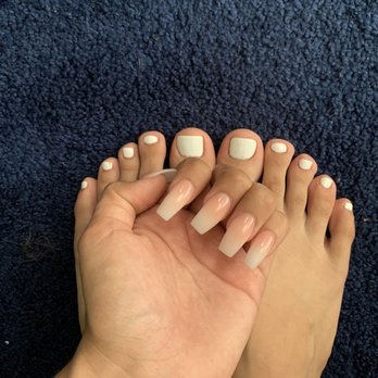 Edgy Nails & Spa - Ombre nails & white toes - Nail Salons Near Me - Riverside, California