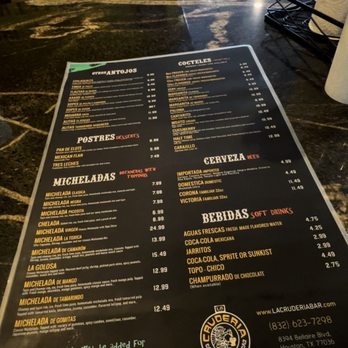 La Cruderia - Menu - Mexican Near Me - Houston, Texas La Cruderia - Menu - Mexican Near Me - Houston, Texas