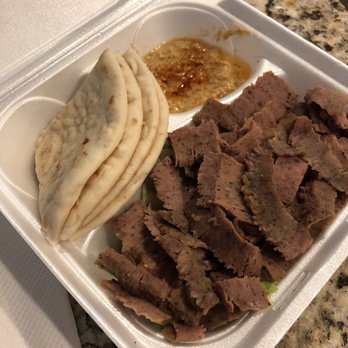 Koftaky Grill - Gyro platter minus rice with salad under the meat Ams hummus. - Egyptian Near Me - Hermitage, Tennessee
