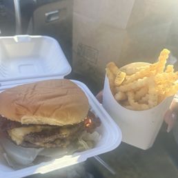 Whammy burger and fries.