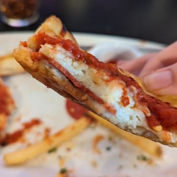 Giordano's - Layers: meat at the bottom. Cheese in the middle. Sauced on top - Pizza Near Me - Chicago, Illinois Giordano's - Layers: meat at the bottom. Cheese in the middle. Sauced on top - Pizza Near Me - Chicago, Illinois