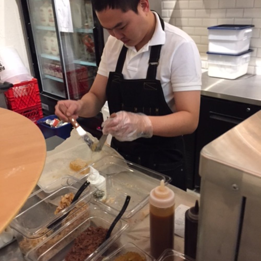 Soft Peaks - the 'chef' is cutting our honeycomb - Ice Cream & Frozen Yogurt Near Me - Vancouver, British Columbia Soft Peaks - the 'chef' is cutting our honeycomb - Ice Cream & Frozen Yogurt Near Me - Vancouver, British Columbia