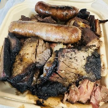 Thumbs Up! Bacon and BBQ - Meat Platter: 1/4 lb of Brisket, Rib Tips, Pulled Pork and Sausages. - Caterers Near Me Thumbs Up! Bacon and BBQ - Meat Platter: 1/4 lb of Brisket, Rib Tips, Pulled Pork and Sausages. - Caterers Near Me