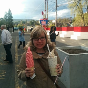 Martha's Dandee Creme - "medium" cone and a "large" milkshake. I guess it was a trademark issue with calling them "gargantuan" and "monumental" - Ice Cream & Frozen Yogurt Near Me - Queensbury, New York
