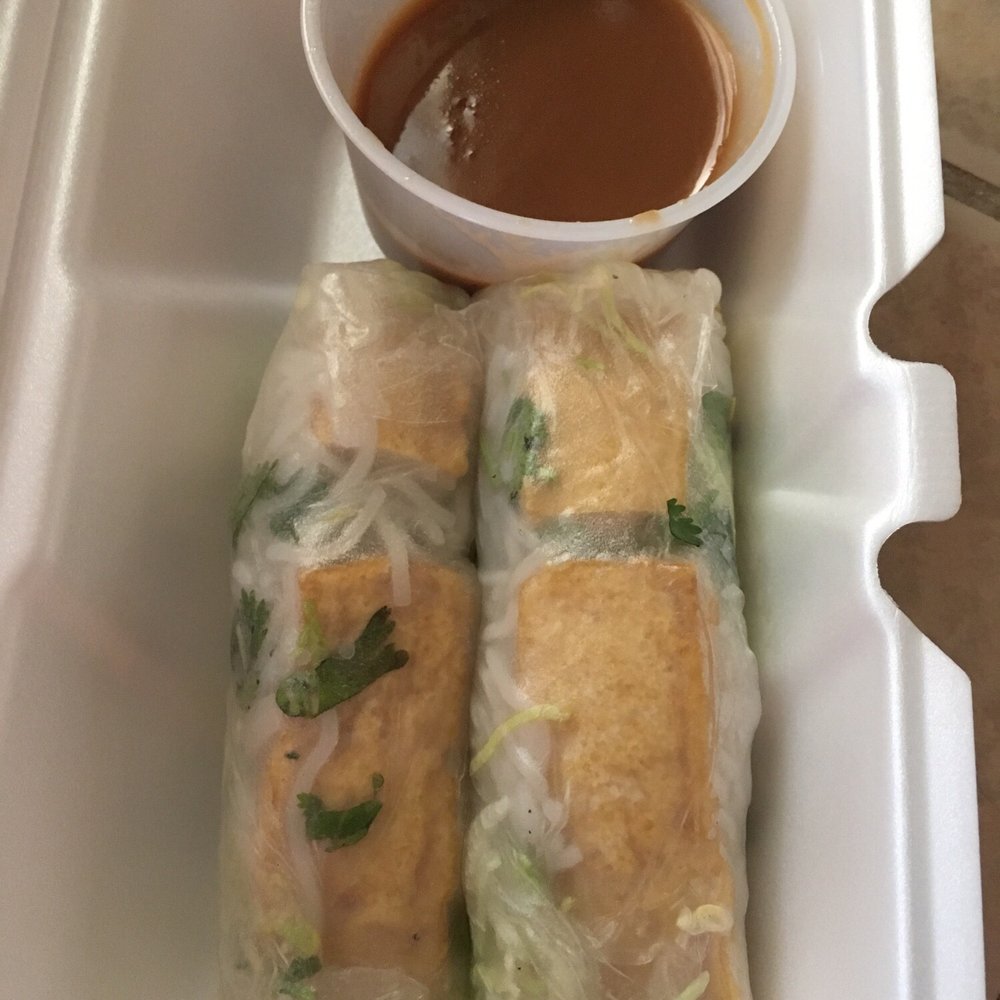 Miss Saigon - Fried tofu spring roll WARNING PEANUT SAYCE HAS CHICKEN BROTH!!! No vegetarian. - Vietnamese Near Me - Tucson, Arizona Miss Saigon - Fried tofu spring roll WARNING PEANUT SAYCE HAS CHICKEN BROTH!!! No vegetarian. - Vietnamese Near Me - Tucson, Arizona