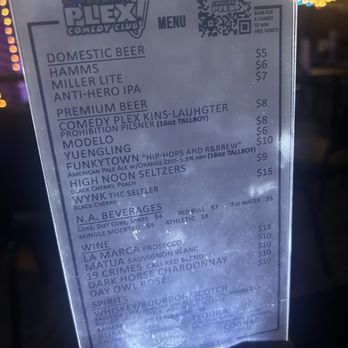 Comedy Plex Comedy Club - Menu - Comedy Clubs Near Me - Oak Park, Illinois