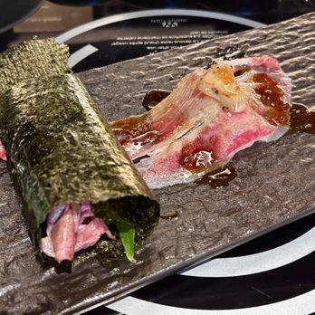 Wagyu Master - A5 Wagyu w/ uni handroll + A5 Wagyu Nigiri w/ seared foie gras - Japanese Near Me - San Jose, California Wagyu Master - A5 Wagyu w/ uni handroll + A5 Wagyu Nigiri w/ seared foie gras - Japanese Near Me - San Jose, California