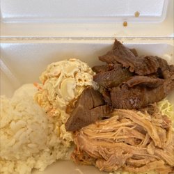 Mo' Bettahs Hawaiian Style Food - Teriyaki steak, Kahlúa pig,  macaroni salad and white rice