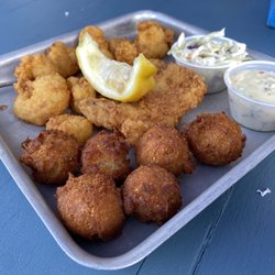 Shuckin' Shack Oyster Bar - Fried Shrimp and Fish Combo Basket with Hushpuppies