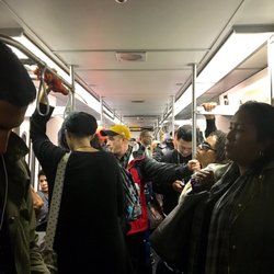 SACRT Light Rail - 13th Street Station - Yikes. Barely room to stand on the 5:07pm train.