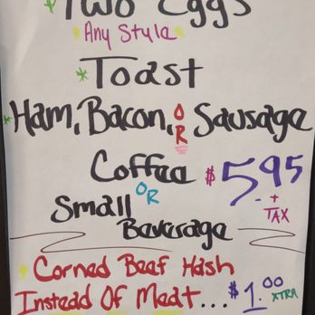 Dairy Circus - specials board at Dairy Circus - breakfast specials one day in December - New American Near Me - Scotia, New York