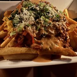 Alamo Drafthouse Cinema Stone Oak - Loaded Fries with chili..... YUMMY!