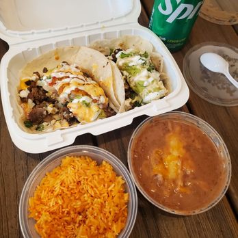 Surf N Turf Tacos - Dos Tacos w/Carne asada & rice and beans combo. - Mexican Near Me - Honolulu, Hawaii