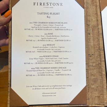 Firestone Vineyard - Tasting flight - Wine Tasting Room Near Me - Los Olivos, California Firestone Vineyard - Tasting flight - Wine Tasting Room Near Me - Los Olivos, California
