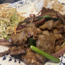 The Mongolian Beef lunch plate (after a few bites).