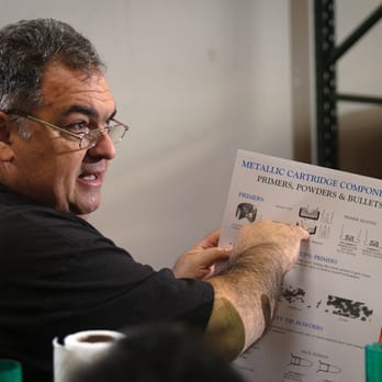 Ventura County Reloading Club - An NRA certified Metallic Cartridge Reloading Instructor explains how to reload during a safety lecture - Gun/Rifle Ranges Near Me - Camarillo, California Ventura County Reloading Club - An NRA certified Metallic Cartridge Reloading Instructor explains how to reload during a safety lecture - Gun/Rifle Ranges Near Me - Camarillo, California