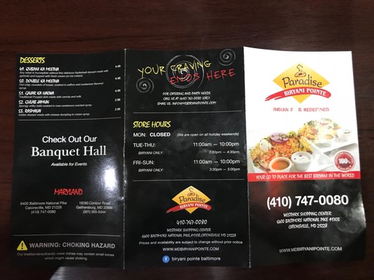 Menu photo 2 Paradise Biryani Pointe Catonsville, MD Menu photo 2 Paradise Biryani Pointe Catonsville, MD