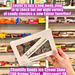Chantilly Goods - Easter is just a hop away, stop in to check out our wide variety of candy classics & new Easter favorites! Chantilly Goods Ice Cream Shop!
