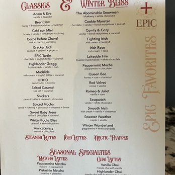 EPIC Coffee Shoppe - Menu - Coffee & Tea Near Me - Kettering, Ohio