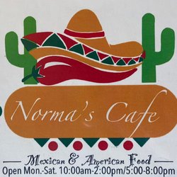 Norma's Cafe - Front cover of the menu of this family owned, delicious family recipe restaurant. Also open Sundays 9am - 2pm