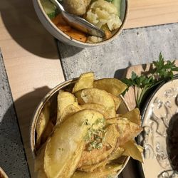 Taberna da Praia - The sides that came with the steak, those potato's were five stars!!