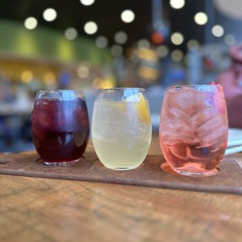 California Pizza Kitchen - Sangria Flights (from L to R) Red Berry Seasonal Strawberry Rose - Pizza Near Me - Schaumburg, Illinois