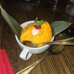 Mango ice cream with black sticky rice Mango ice cream with black sticky rice