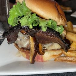 Red Dog Bar & Bistro - Shiitake truffle burger and fries