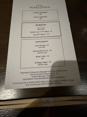 Menu photo 1 Sushi Nakazawa Washington, DC, DC
