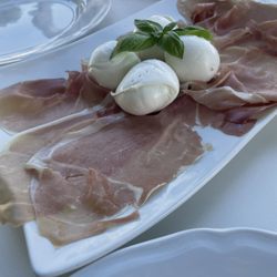 Villa Maria Pia - Prosciutto and Fresh Mozzarella appetizer. They picked the basil fresh from the garden!