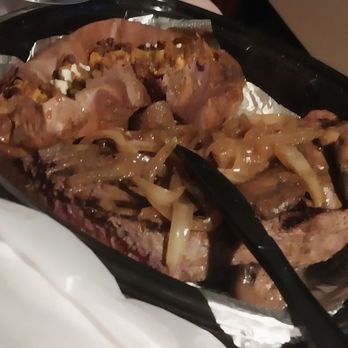 Texas Roadhouse - Sirloin with mushrooms and grilled onions and sweet potato - Steakhouses Near Me - San Antonio, Texas Texas Roadhouse - Sirloin with mushrooms and grilled onions and sweet potato - Steakhouses Near Me - San Antonio, Texas