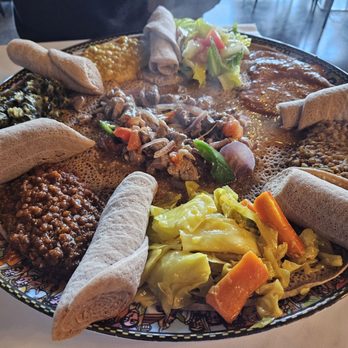 Desta Ethiopian Restaurant - Veggie combo and Lamb Tibs (non-spicy, not dry) - Ethiopian Near Me - Dallas, Texas Desta Ethiopian Restaurant - Veggie combo and Lamb Tibs (non-spicy, not dry) - Ethiopian Near Me - Dallas, Texas