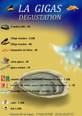 Menu photo 1 La Gigas Aytré, 17 Menu photo 1 La Gigas Aytré, 17