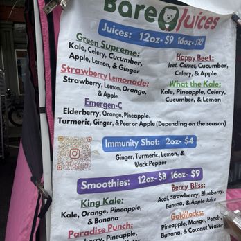 Bare Juices - Menu in September 2025 - Juice Bars & Smoothies Near Me