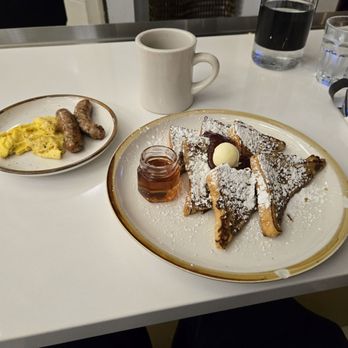 The Speckled Egg PGH - Brown butter French toast with house herby chicken sausage and egg - Breakfast & Brunch Near Me - Pittsburgh, Pennsylvania The Speckled Egg PGH - Brown butter French toast with house herby chicken sausage and egg - Breakfast & Brunch Near Me - Pittsburgh, Pennsylvania