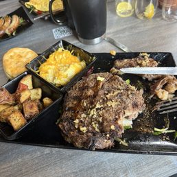 "Hot Stuff" Ribeye steak, eggs, and side. "Hot Stuff" Ribeye steak, eggs, and side.