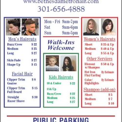 Bethesda Metro Hair - Menu of Services