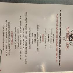 Montrose Bowl - Pricing and hours