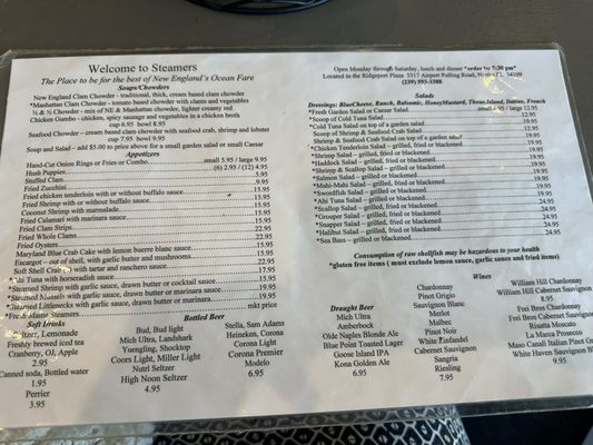 Menu photo 1 Steamers of Naples Naples, FL Menu photo 1 Steamers of Naples Naples, FL