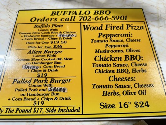 Menu photo 1 Buffalo BBQ White Hills, AZ