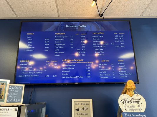 Menu photo 6 Be Known Coffee Little River, SC