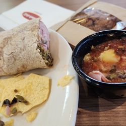 Wrap, chips n sauce l, cookie