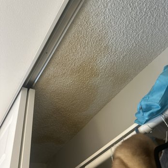 RoofTek & Waterproofing Systems - Our major leak as seen from inside a closet. - Roofing Near Me - Orange, California