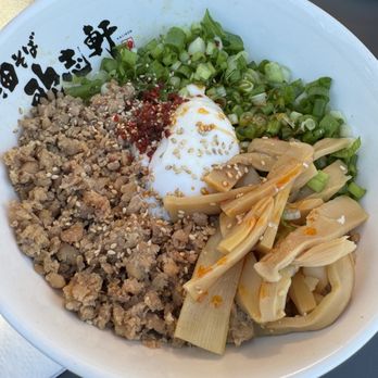 Kajiken - Soboro Aburasoba, with poached egg+bamboo - Ramen Near Me - Elk Grove, California