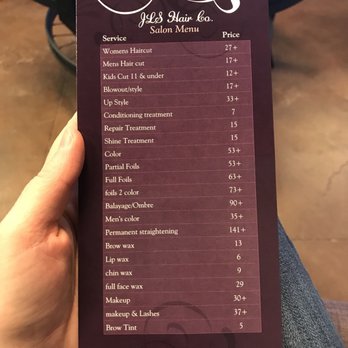JLS Hair Co - This is just one brochure I saw, but I would call to double check prices & to schedule - Hair Salons Near Me - Claremore, Oklahoma