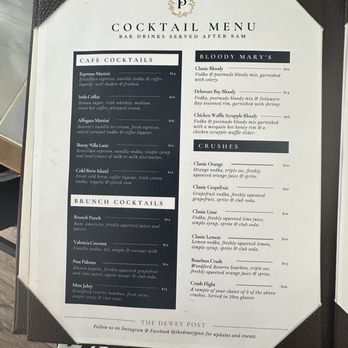 The Dewey Post - Drink menu - Breakfast & Brunch Near Me - Dewey Beach, Delaware The Dewey Post - Drink menu - Breakfast & Brunch Near Me - Dewey Beach, Delaware