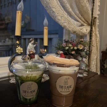 The Classic Cafe - matcha einspanner & chocolate tiramisu latte - Coffee & Tea Near Me - Fullerton, California