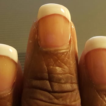 Nails 4 U - Wobbly edge on French . Gap between acrylic & cuticle. Right hand - Nail Salons Near Me - Wilmington, North Carolina