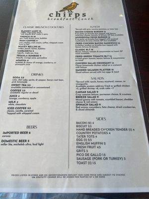 Menu photo 3 Chirps Gulf Breeze, FL